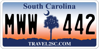 SC license plate MWW442