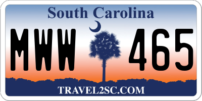 SC license plate MWW465