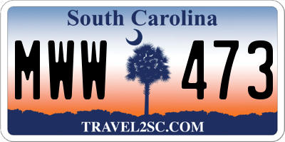 SC license plate MWW473