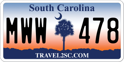 SC license plate MWW478