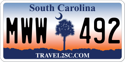 SC license plate MWW492
