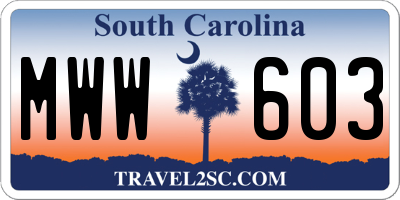 SC license plate MWW603