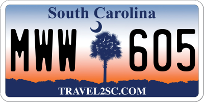 SC license plate MWW605