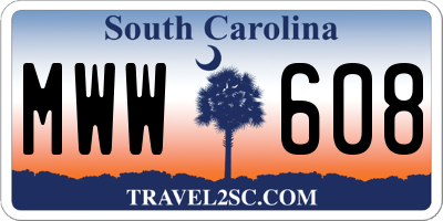 SC license plate MWW608