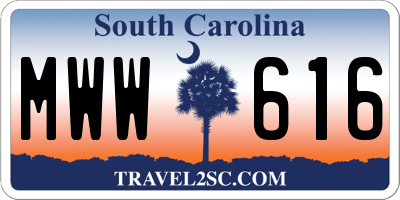 SC license plate MWW616