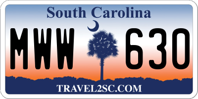 SC license plate MWW630