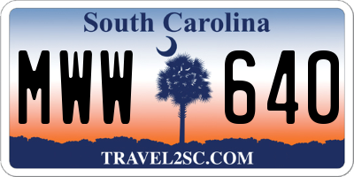 SC license plate MWW640