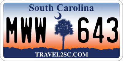 SC license plate MWW643