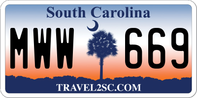 SC license plate MWW669