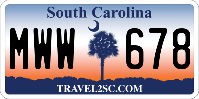 SC license plate MWW678