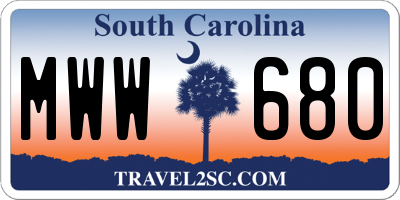SC license plate MWW680