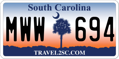 SC license plate MWW694