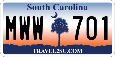 SC license plate MWW701
