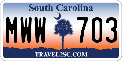 SC license plate MWW703