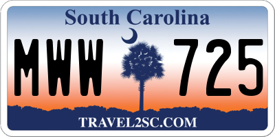 SC license plate MWW725