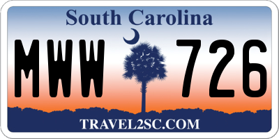 SC license plate MWW726