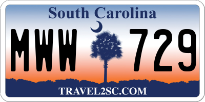 SC license plate MWW729