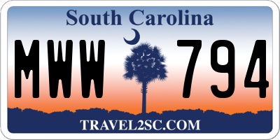 SC license plate MWW794