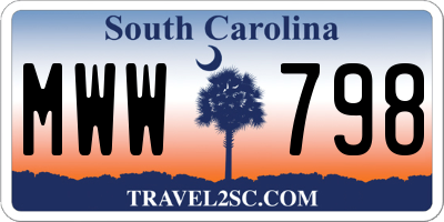 SC license plate MWW798