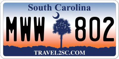 SC license plate MWW802