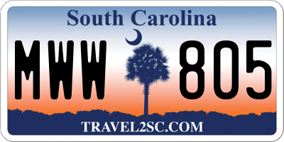 SC license plate MWW805