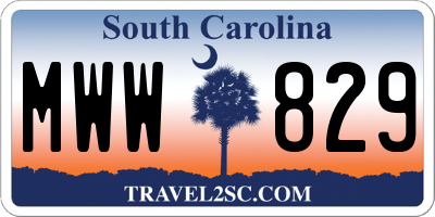 SC license plate MWW829