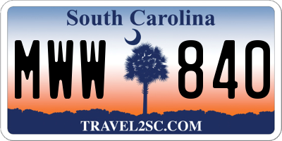 SC license plate MWW840