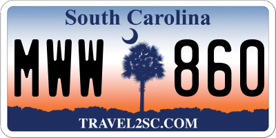 SC license plate MWW860