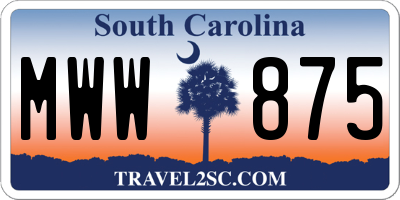 SC license plate MWW875