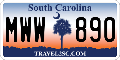 SC license plate MWW890