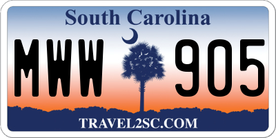 SC license plate MWW905