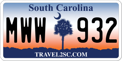 SC license plate MWW932