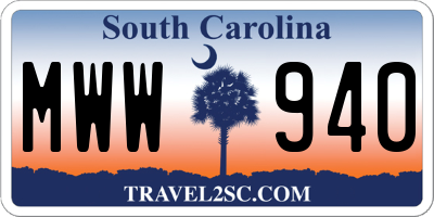 SC license plate MWW940