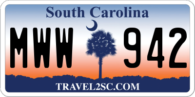 SC license plate MWW942