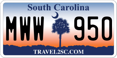 SC license plate MWW950