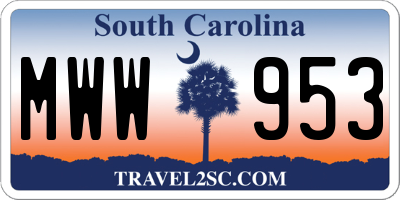 SC license plate MWW953