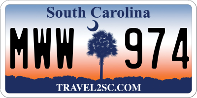 SC license plate MWW974