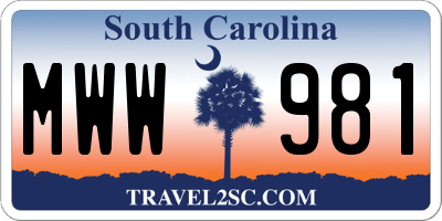 SC license plate MWW981