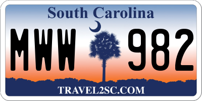 SC license plate MWW982