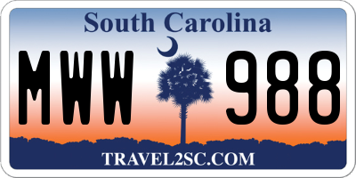 SC license plate MWW988