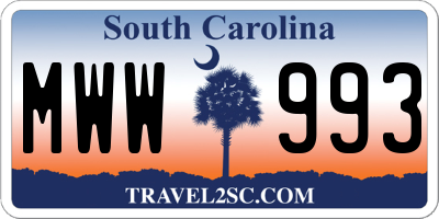 SC license plate MWW993