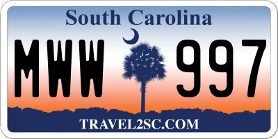 SC license plate MWW997