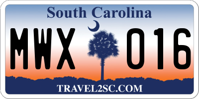 SC license plate MWX016
