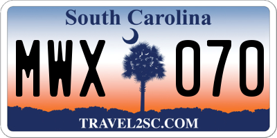 SC license plate MWX070