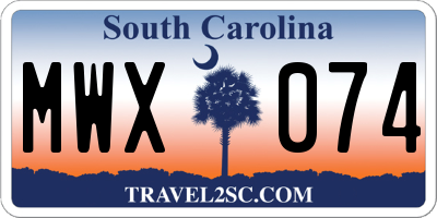 SC license plate MWX074