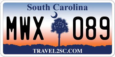 SC license plate MWX089