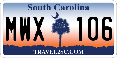 SC license plate MWX106