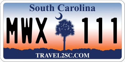 SC license plate MWX111