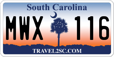 SC license plate MWX116
