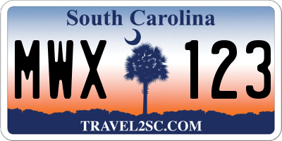 SC license plate MWX123